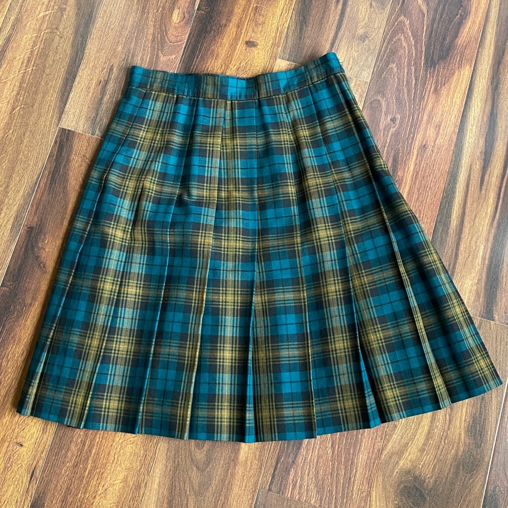 VTG LL Bean Pleated Wool Rayon Midi Skirt Lined Side Zip - Picture 1 of 8